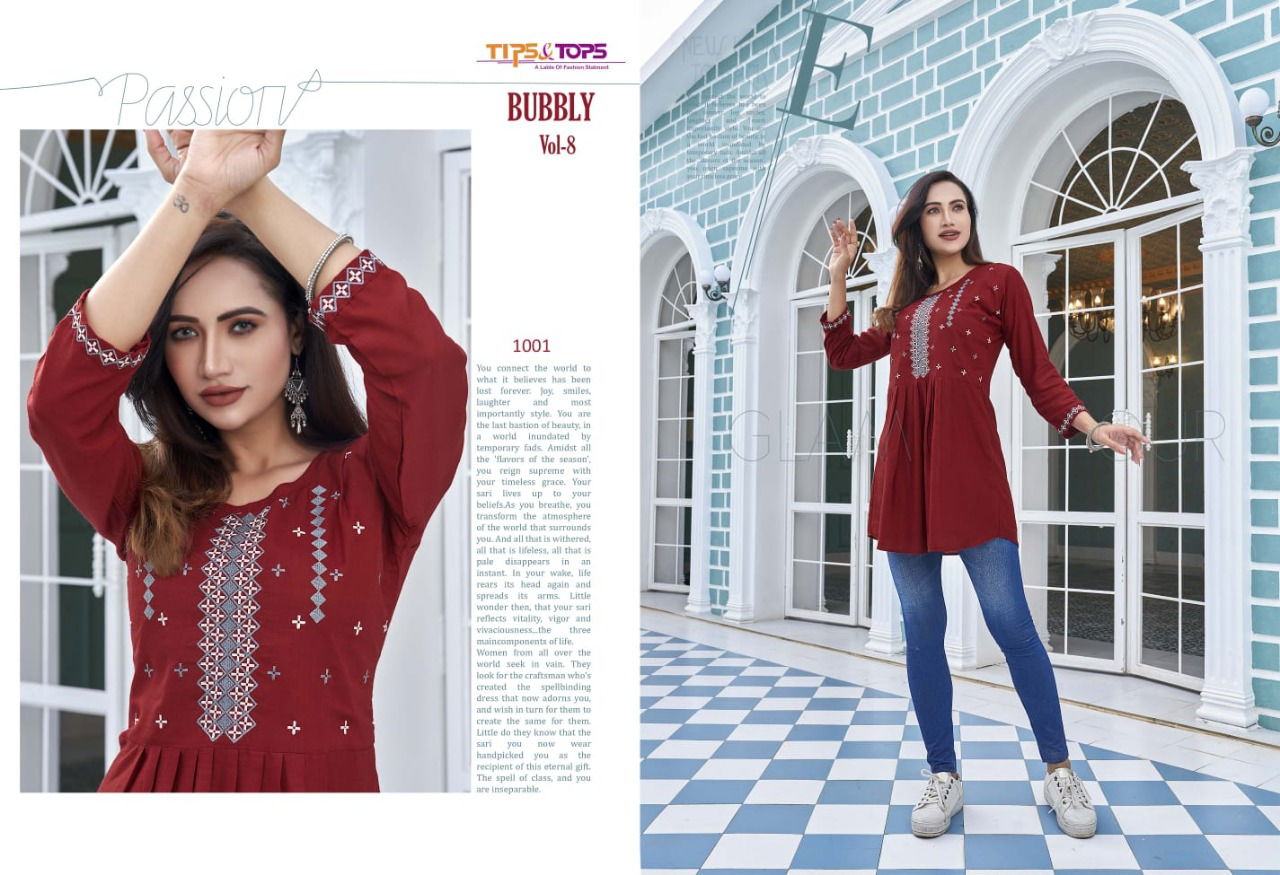 Tips Tops Bubbly 8 Fancy Ethnic Wear Wholesale Ladies Top Catalog